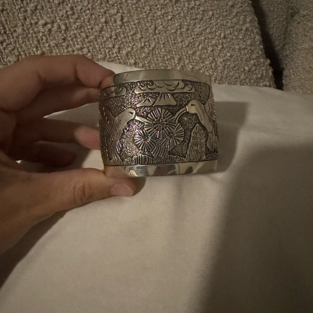 Native Silver Engraved Cuff Bracelet- Becenti